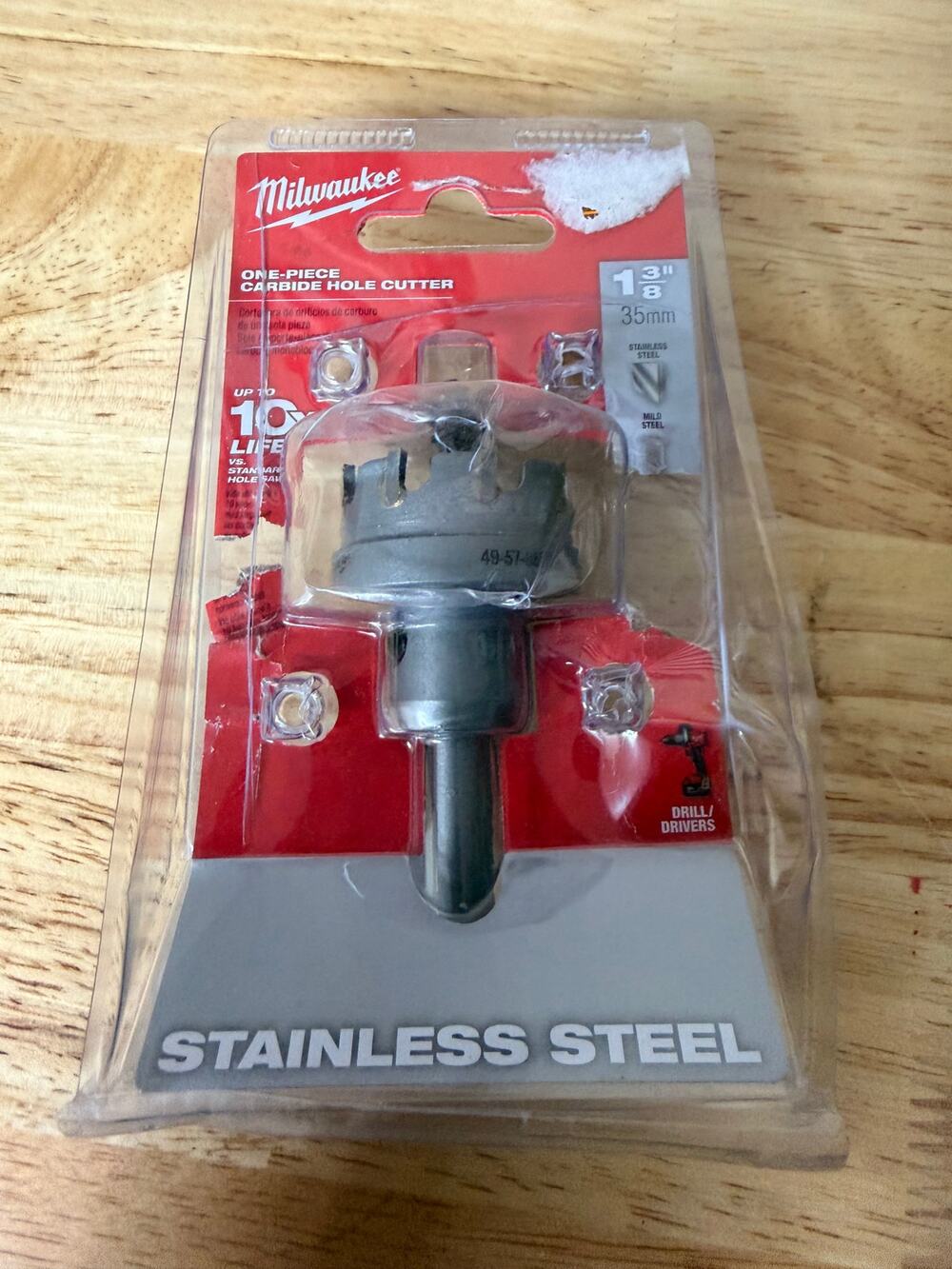 Milwaukee 49-57-8623 1-3/8” One-Piece Carbide Hole Cutter Stainless Steel New